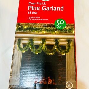 Clear Pre-Lit Pine Garland with 50 Lights